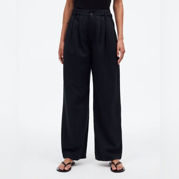 Madewell The Petite Harlow Wide Leg Pant in True Black Size 14P EUC! - Picture 1 of 7